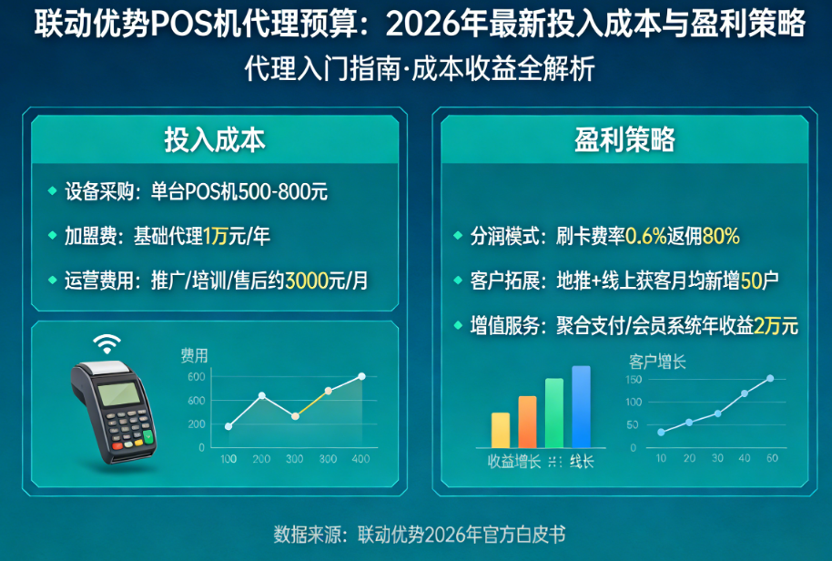联动优势POS机代理预算：2026年最新投入成本与盈利策略！