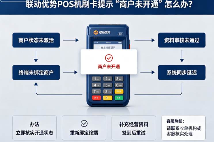 联动优势POS机刷卡提示“商户未开通”怎么办？