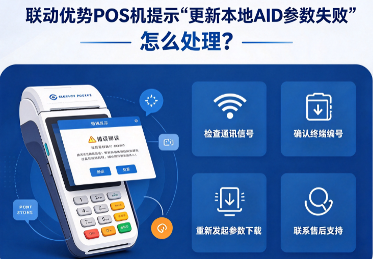 联动优势POS机提示“更新本地AID参数失败”怎么处理？