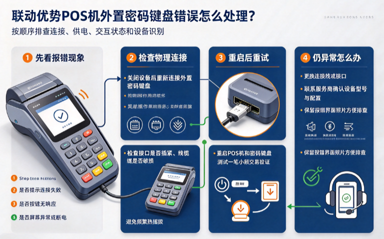 联动优势POS机外置密码键盘错误怎么处理？